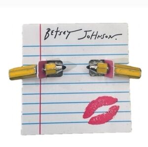 Betsey Johnson Yellow Pencil Stud  Earring